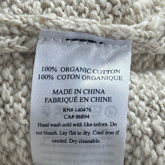 Faherty Cardigan Sweater M/L Beige Native Designed Crow Stripes Fringe Tie - Picture 7 of 7